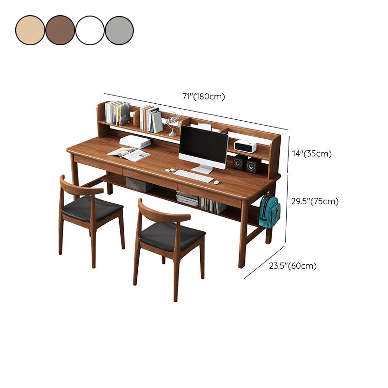 Contemporary Rectangular Solid Wood Writing Desk 3 Drawers H-shape Base Computer Desk