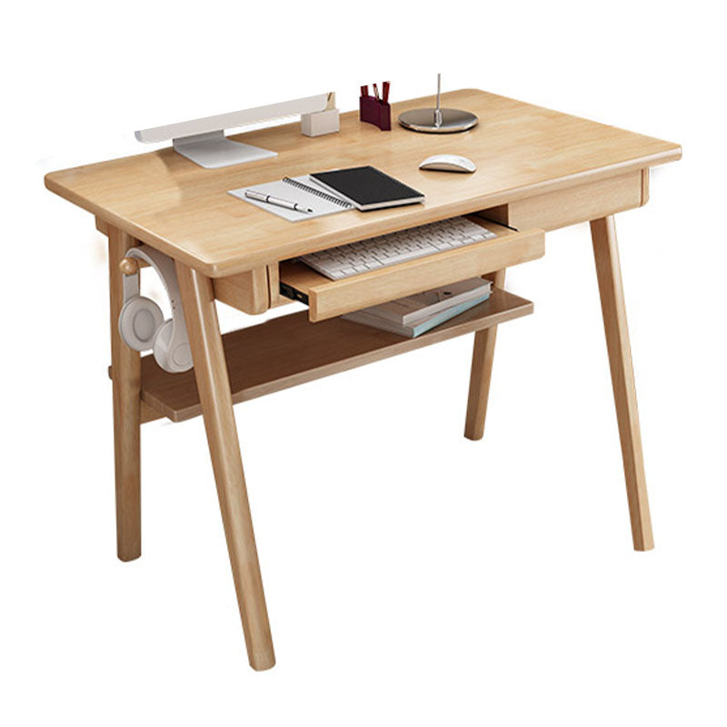 Contemporary Solid Wood Computer Desk 29.5 Inch High Rectangular Writing Desk