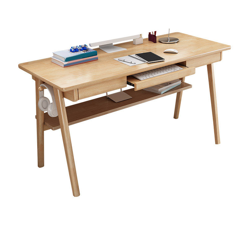 Contemporary Solid Wood Computer Desk 29.5 Inch High Rectangular Writing Desk