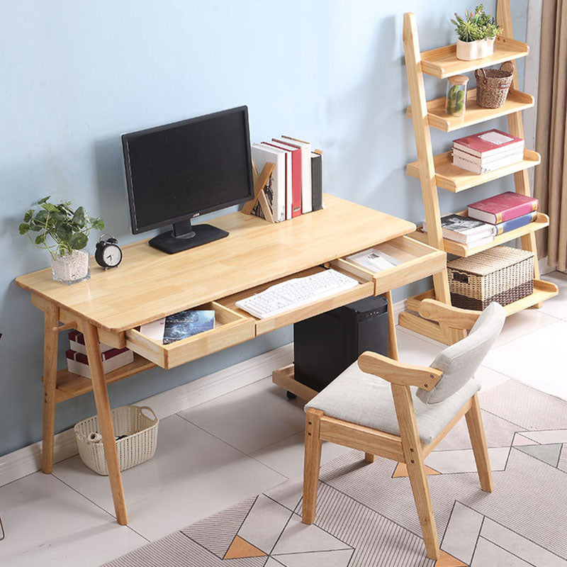 Contemporary Solid Wood Computer Desk 29.5 Inch High Rectangular Writing Desk