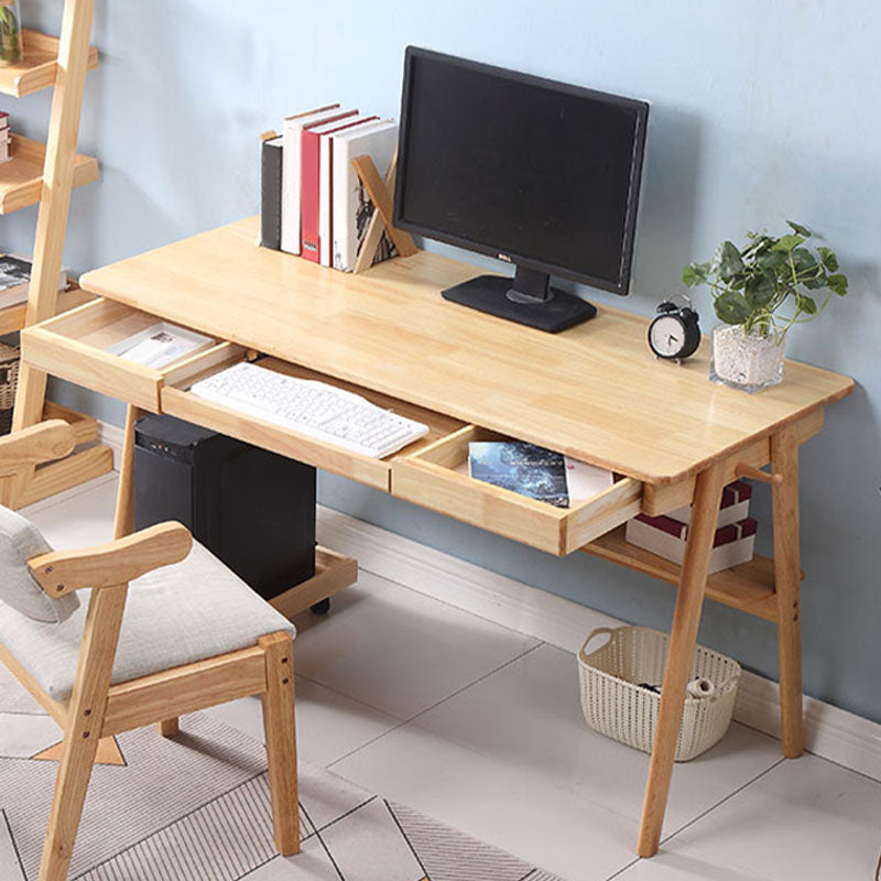 Contemporary Solid Wood Computer Desk 29.5 Inch High Rectangular Writing Desk