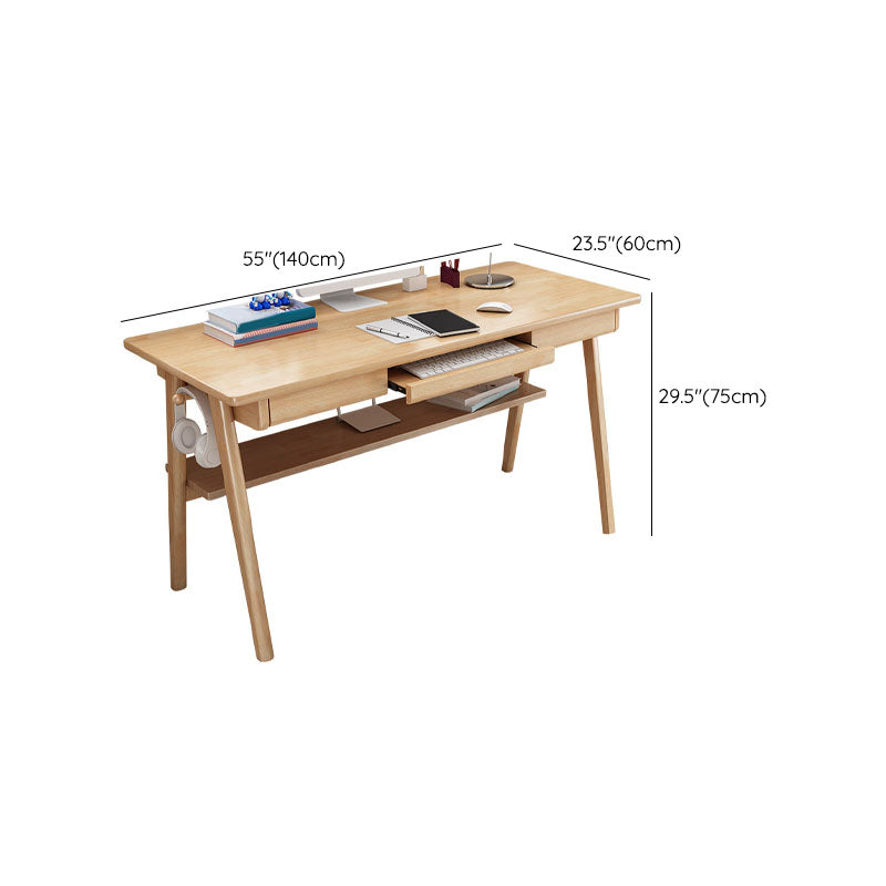 Contemporary Solid Wood Computer Desk 29.5 Inch High Rectangular Writing Desk