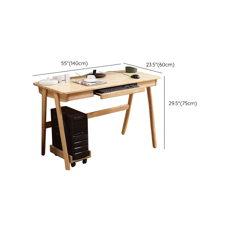 Contemporary Solid Wood Computer Desk 29.5 Inch High Rectangular Writing Desk