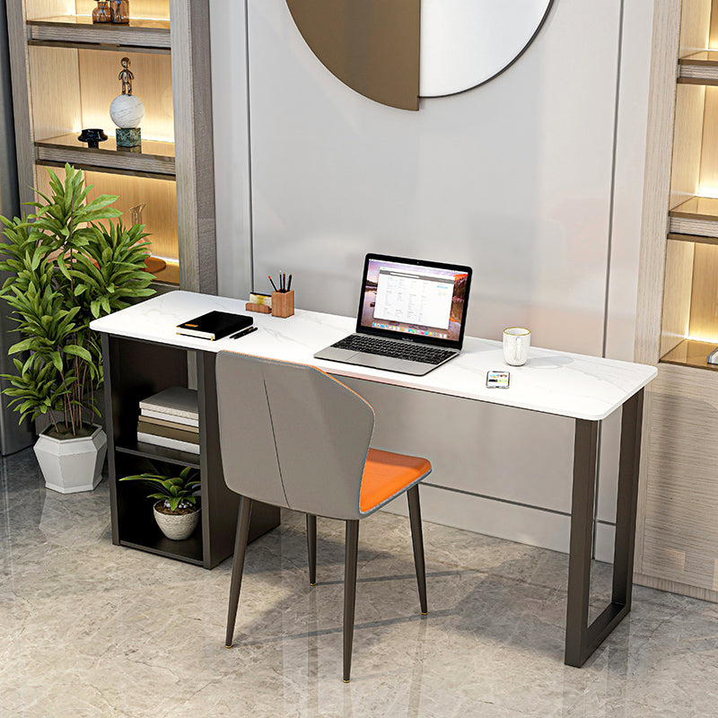 Contemporary Steel Base Computer Desk 29.5 Inch High Home Writing Desk