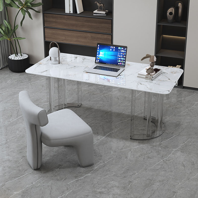 Rectangle Stone Top Office Desk Modern Style Writing Desk with Acrylic Base for Office