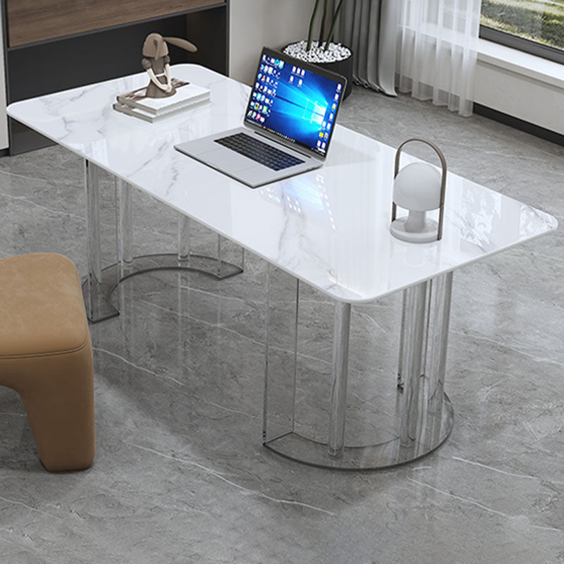 Rectangle Stone Top Office Desk Modern Style Writing Desk with Acrylic Base for Office