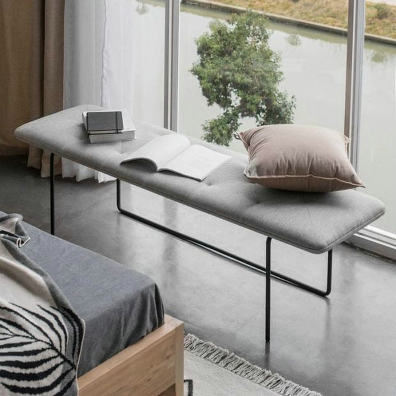 Rectangle Seating Bench Cushioned Backless Entryway and Bedroom Bench