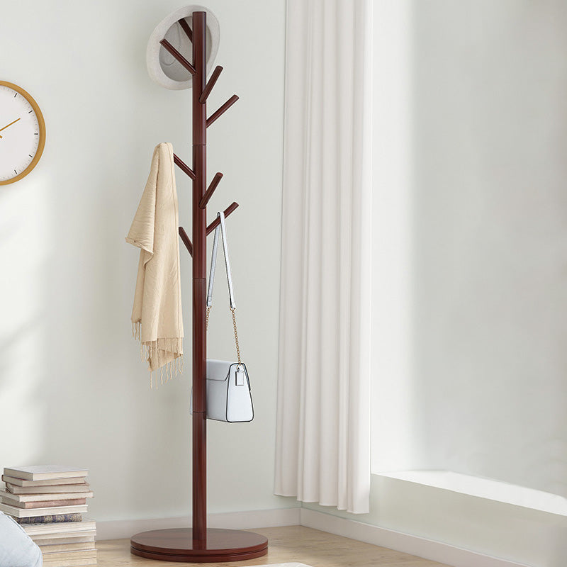 Contemporary Clothes Hanger Solid Wood Coat Rack with Coat Hooks