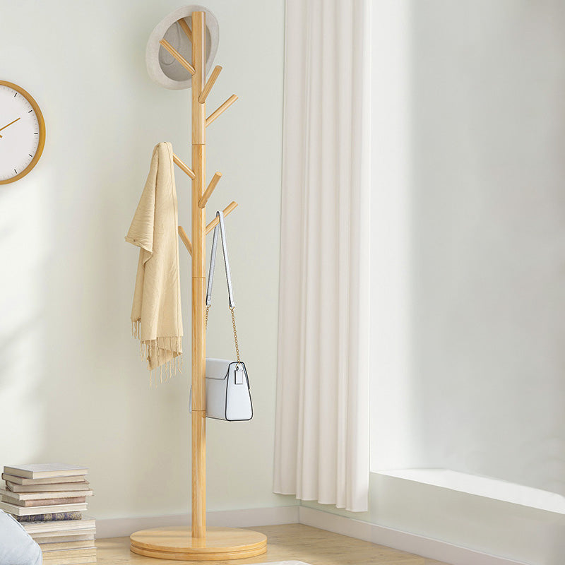 Contemporary Clothes Hanger Solid Wood Coat Rack with Coat Hooks