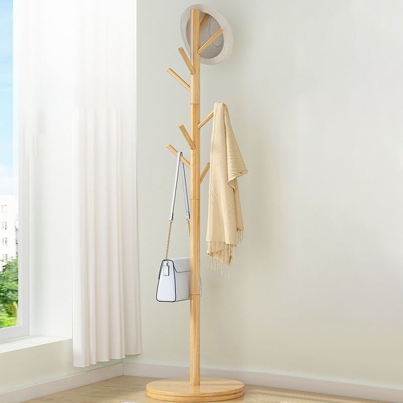 Contemporary Clothes Hanger Solid Wood Coat Rack with Coat Hooks