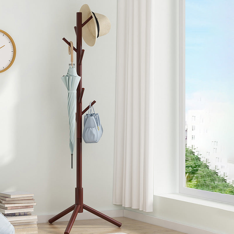 Contemporary Clothes Hanger Solid Wood Coat Rack with Coat Hooks