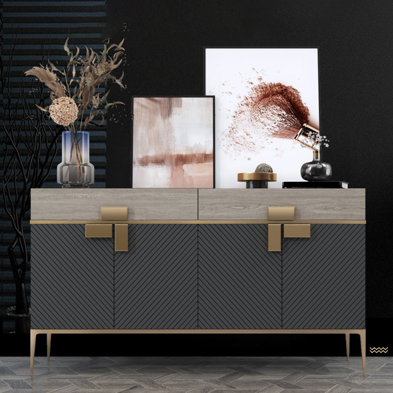 Glam Buffet Table Marble Sideboard Table with Doors for Kitchen