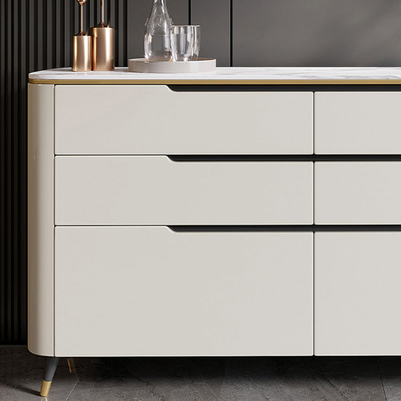 Contemporary Sideboard Buffet Stone Sideboard Table with Drawers for Kitchen