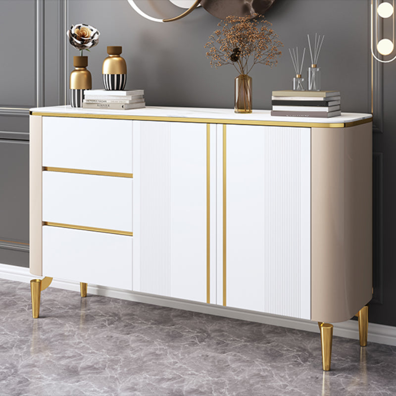 Glam Buffet Table Stone Sideboard Table with Drawers for Living Room