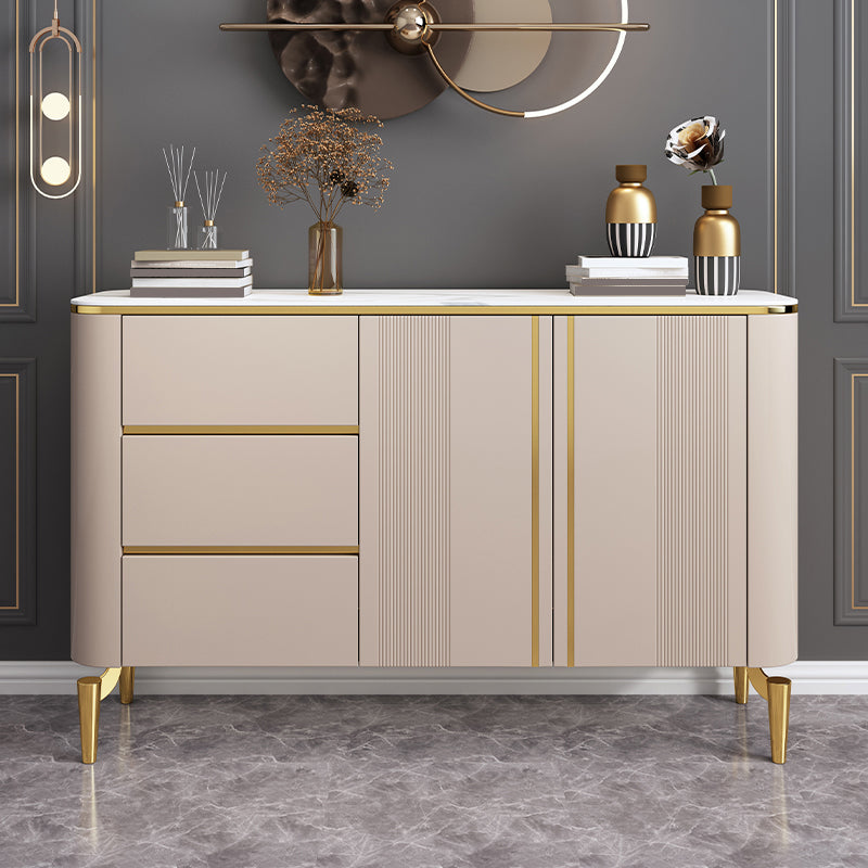 Glam Buffet Table Stone Sideboard Table with Drawers for Living Room