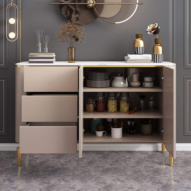 Glam Buffet Table Stone Sideboard Table with Drawers for Living Room