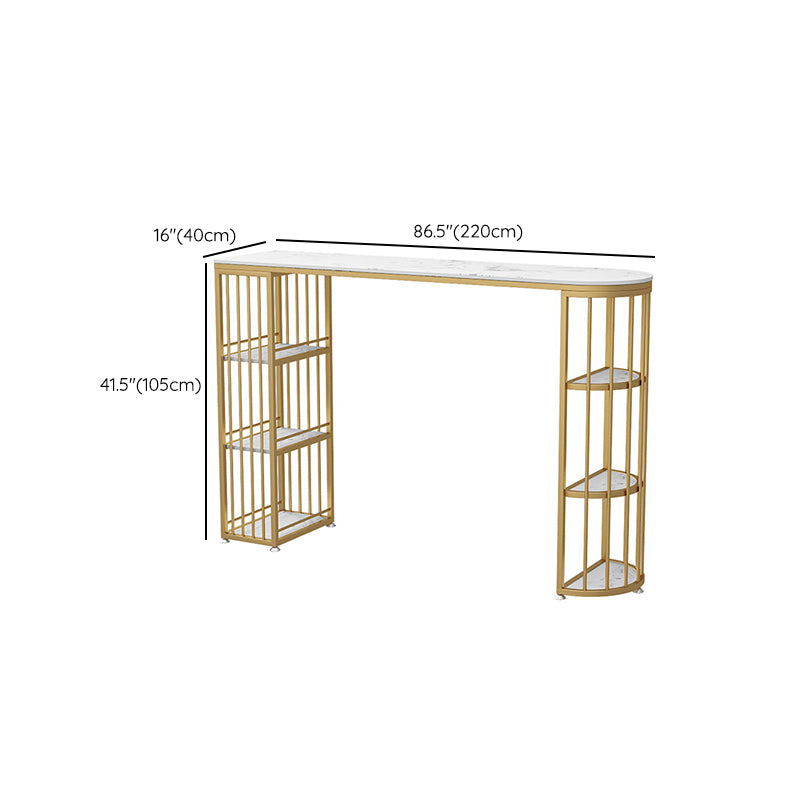 Glam Stone Bar Dining Table Ellipse Bar Table for Cafe And Breakroom