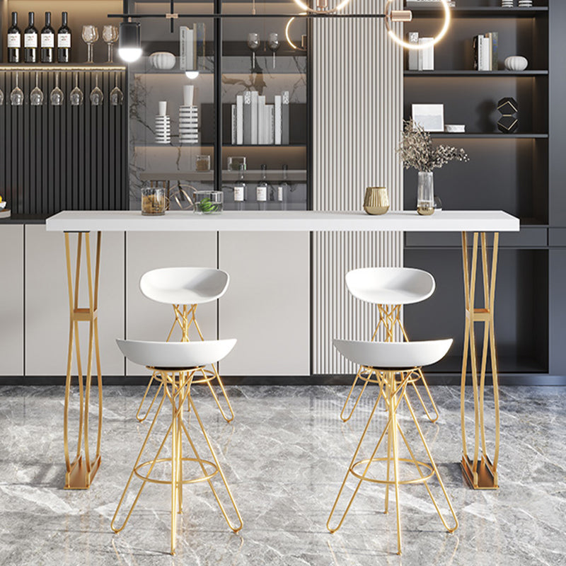 Glam Stone Bar Dining Table Rectangle Bar Table for Cafe And Breakroom