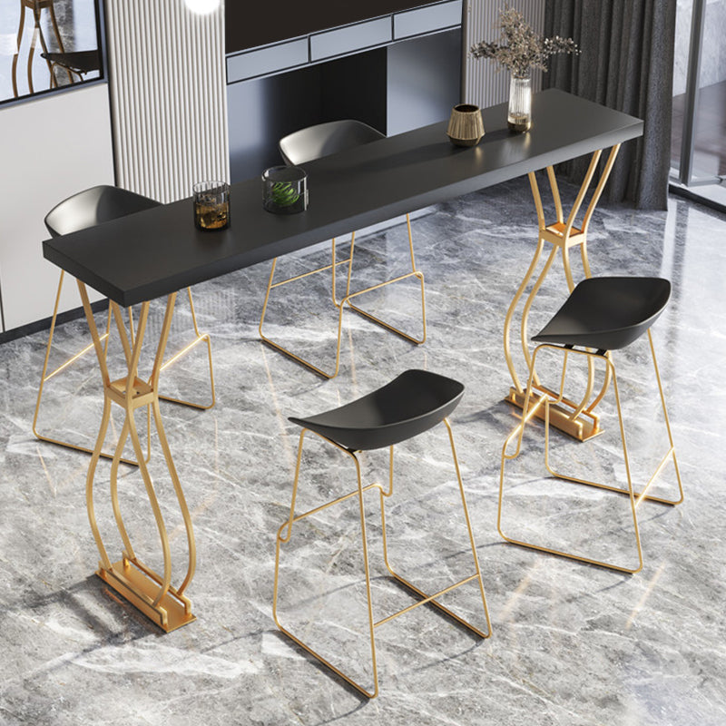 Glam Stone Bar Dining Table Rectangle Bar Table for Cafe And Breakroom