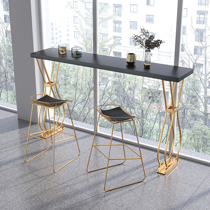 Glam Stone Bar Dining Table Rectangle Bar Table for Cafe And Breakroom