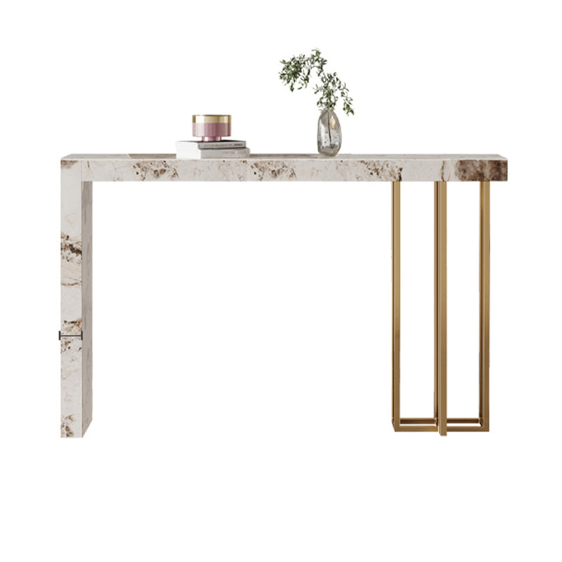 Glam Stone Bar Dining Table Rectangle Bar Table for Living Room