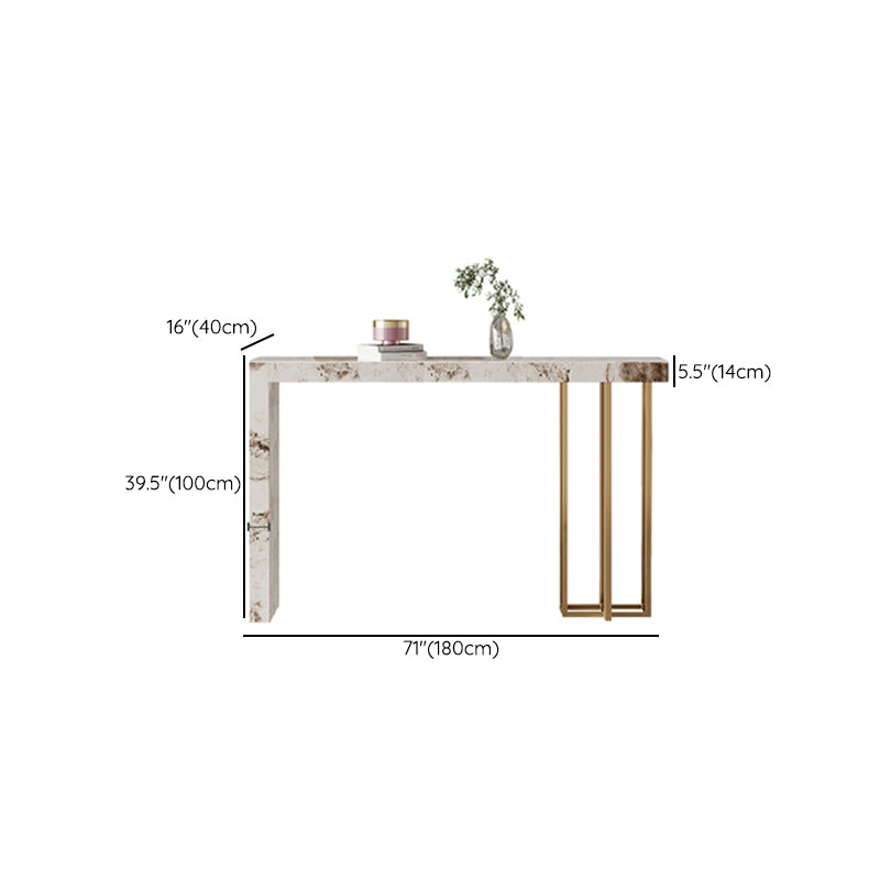 Glam Stone Bar Dining Table Rectangle Bar Table for Living Room