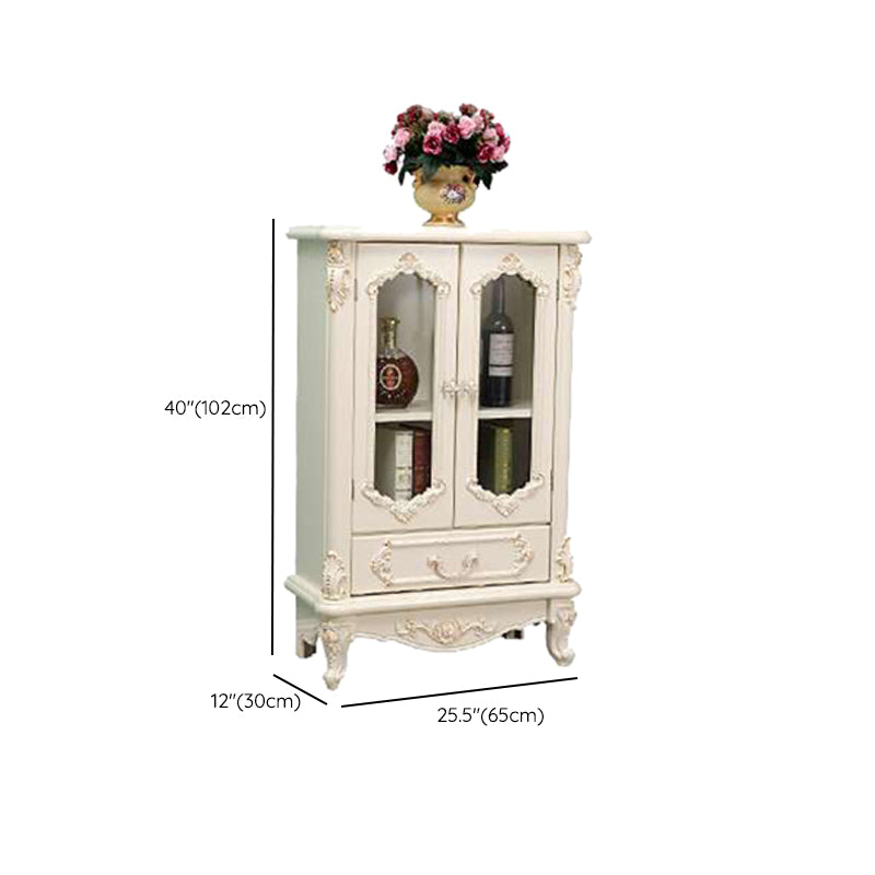 Traditional Glass Doors Display Stand Solid Wood Buffet Cabinet for Dining Room