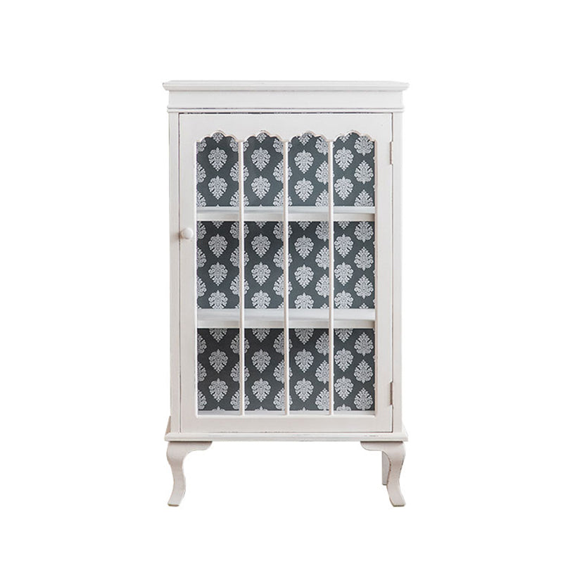 Traditional Curio Cabinet Solid Wood Glass Doors Storage Cabinet for Dining Room