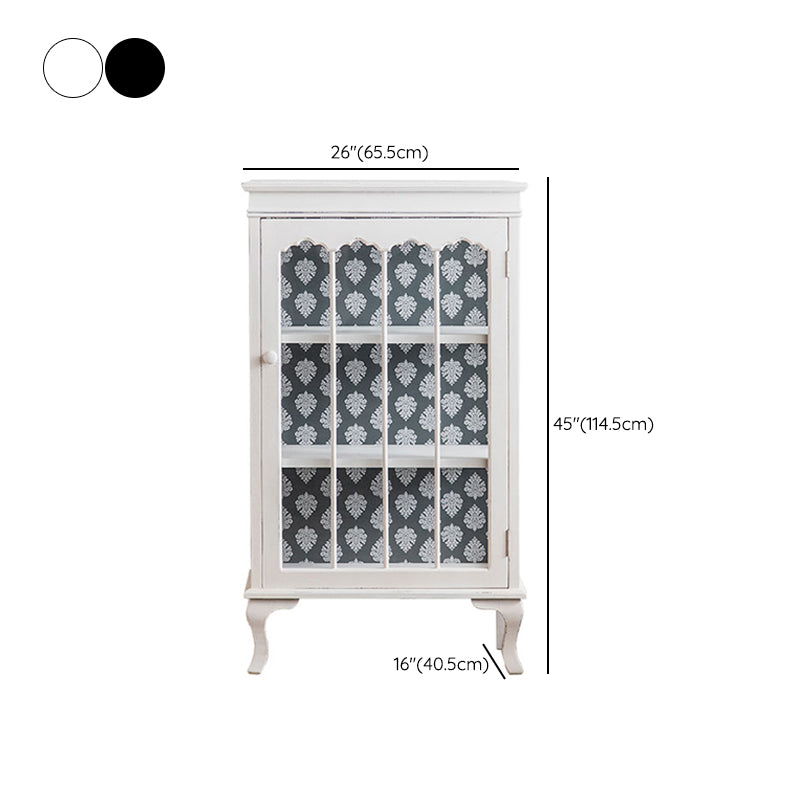 Traditional Curio Cabinet Solid Wood Glass Doors Storage Cabinet for Dining Room