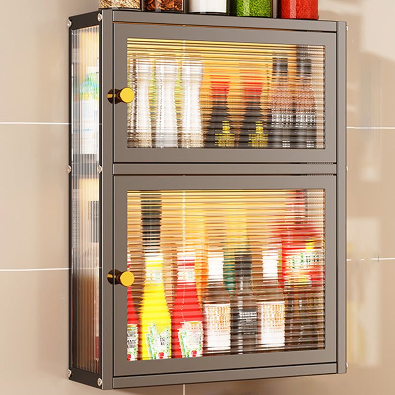 Modern Curio Cabinet Metal Glass Doors Storage Cabinet for Dining Room