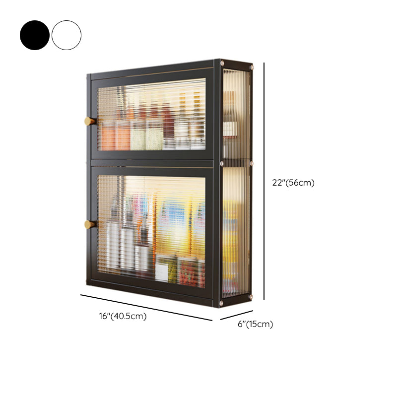 Modern Curio Cabinet Metal Glass Doors Storage Cabinet for Dining Room