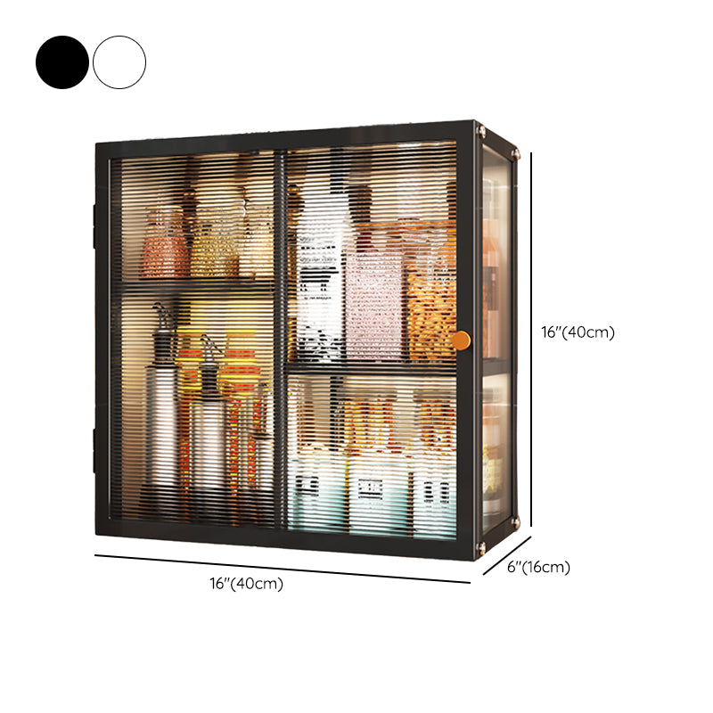 Modern Curio Cabinet Metal Glass Doors Storage Cabinet for Dining Room