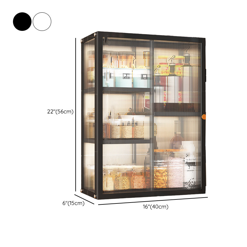 Modern Curio Cabinet Metal Glass Doors Storage Cabinet for Dining Room