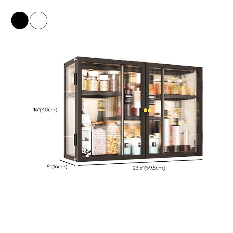 Modern Curio Cabinet Metal Glass Doors Storage Cabinet for Dining Room