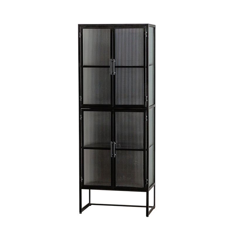 Modern Glass Doors Curio Cabinet Metal Storage Cabinet for Dining Room