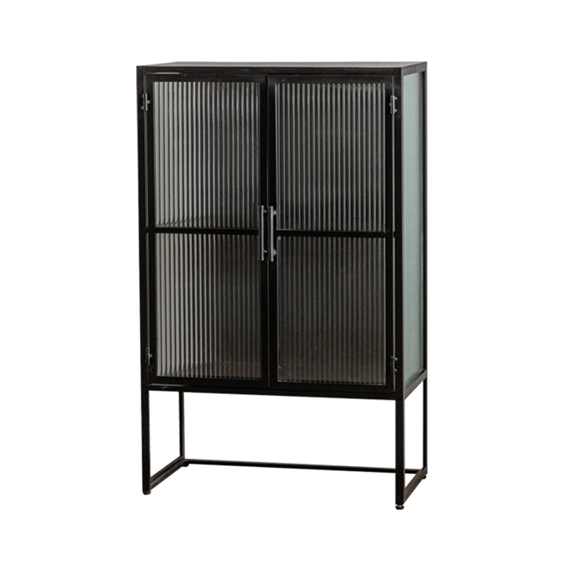 Modern Glass Doors Curio Cabinet Metal Storage Cabinet for Dining Room