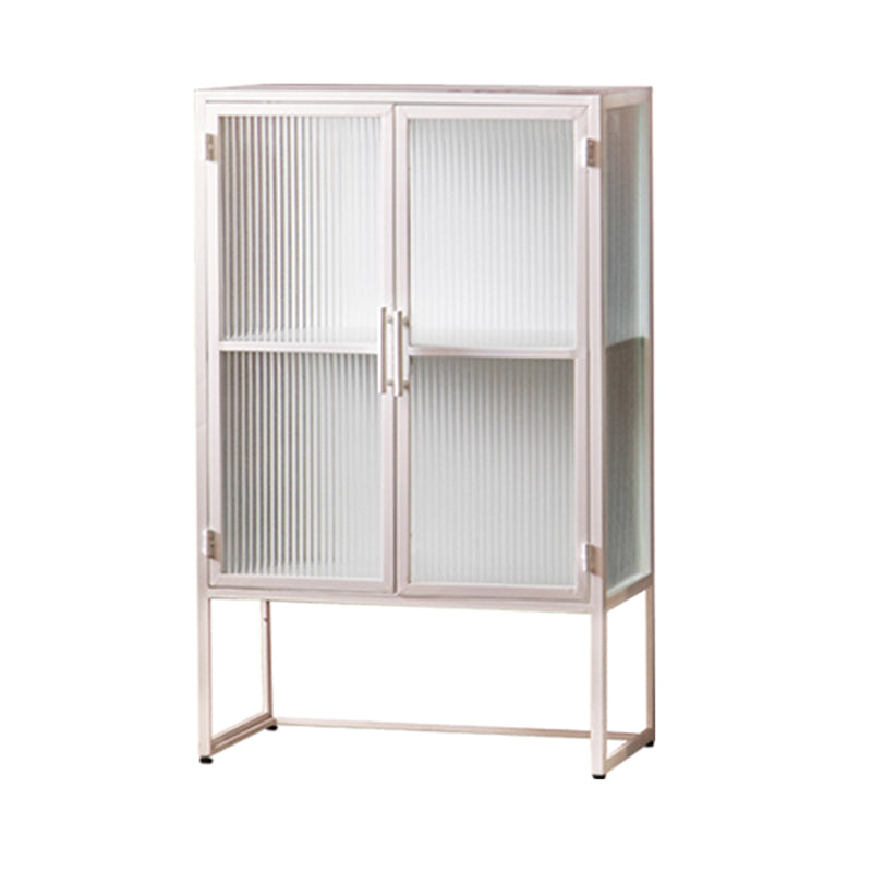 Modern Glass Doors Curio Cabinet Metal Storage Cabinet for Dining Room