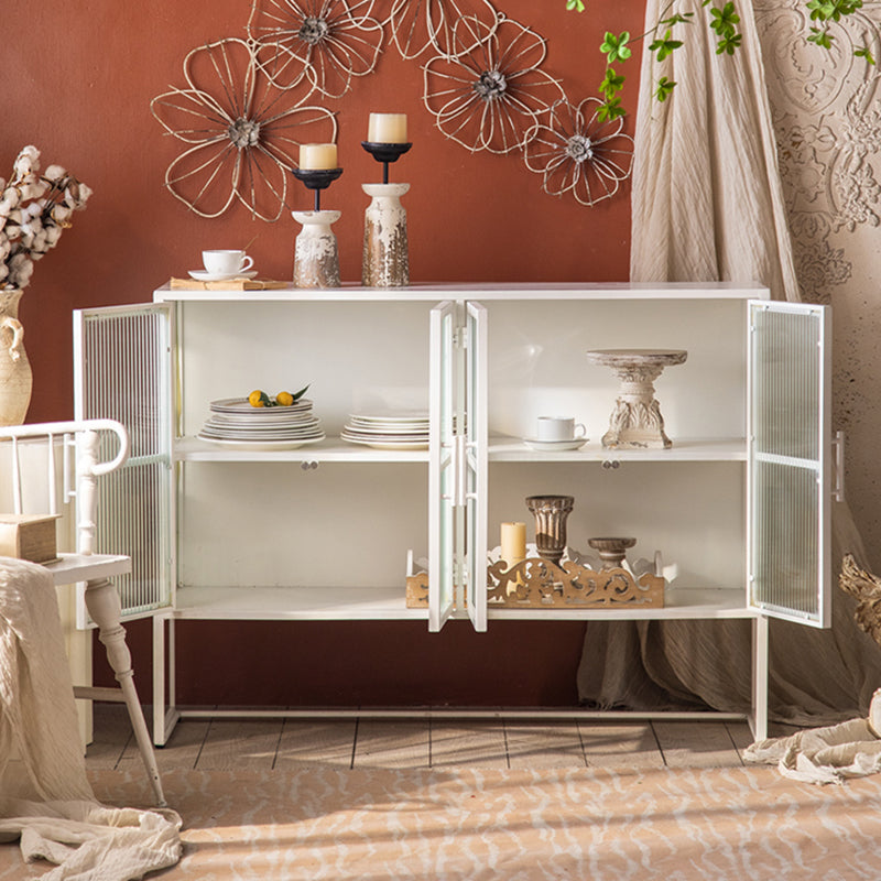 Modern Glass Doors Curio Cabinet Metal Storage Cabinet for Dining Room