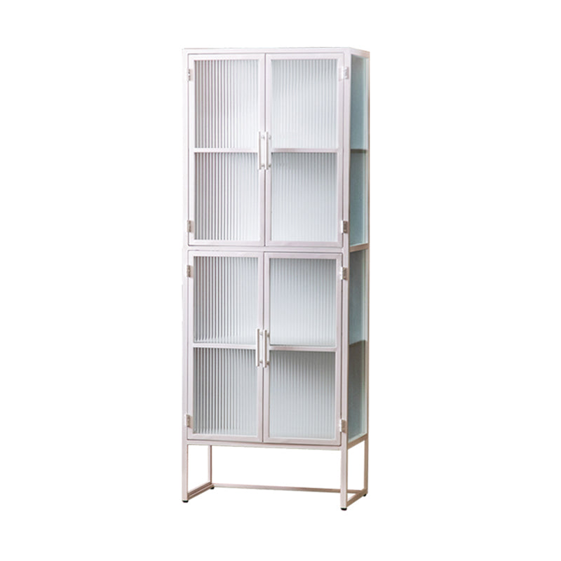 Modern Glass Doors Curio Cabinet Metal Storage Cabinet for Dining Room