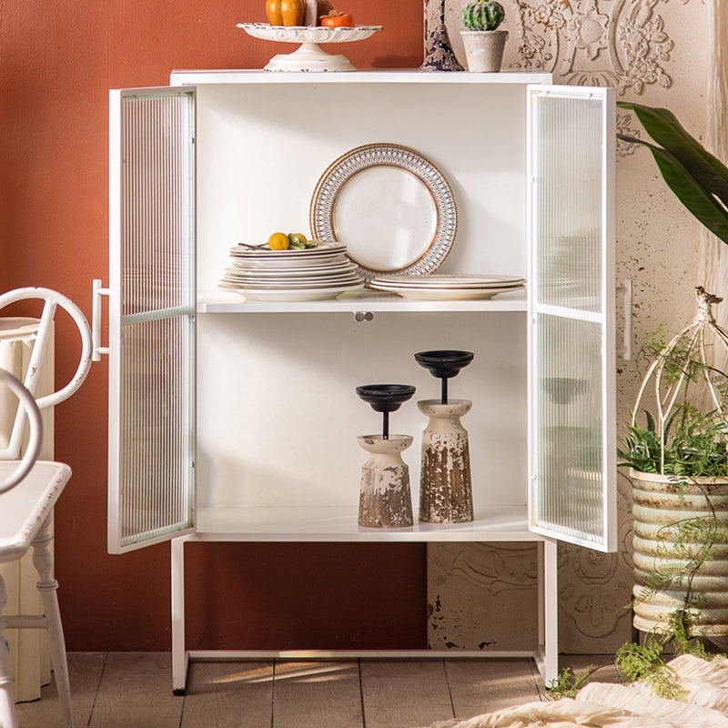 Modern Glass Doors Curio Cabinet Metal Storage Cabinet for Dining Room