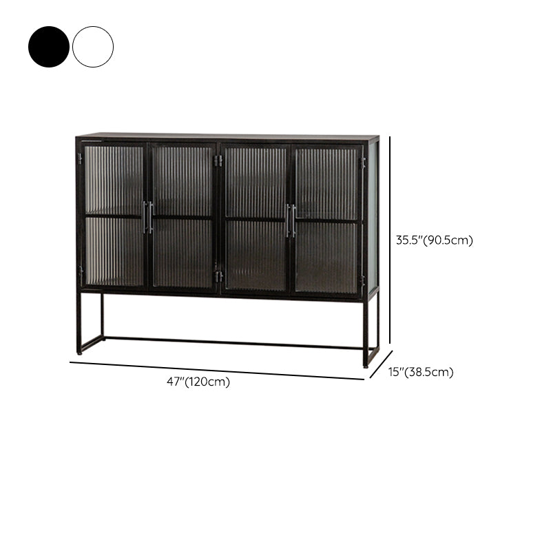 Modern Glass Doors Curio Cabinet Metal Storage Cabinet for Dining Room