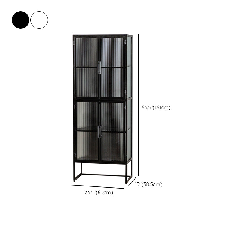 Modern Glass Doors Curio Cabinet Metal Storage Cabinet for Dining Room