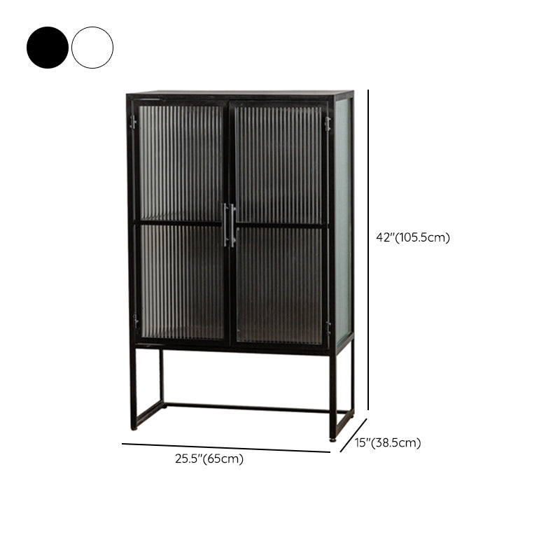 Modern Glass Doors Curio Cabinet Metal Storage Cabinet for Dining Room