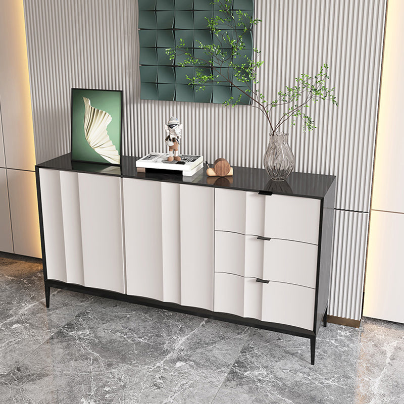 Contemporary Dining Server Engineered Wood Buffet Server with Drawers for Living Room