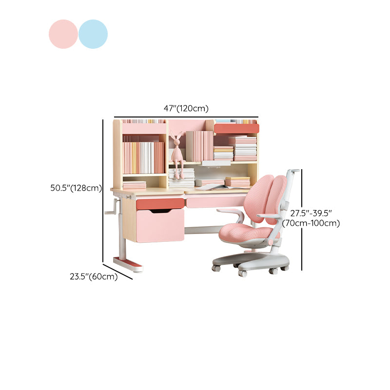 Modern Metal Writing Desk Set Natural Color Adjustable Height