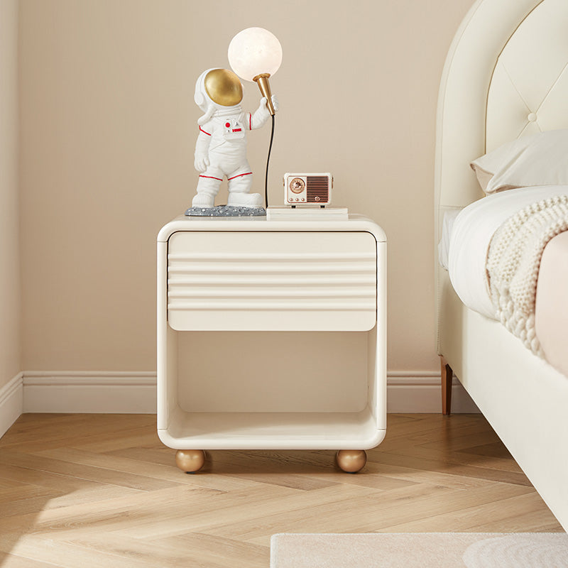 White Modern Cabinet Included Wood 19.69 " H Kids Bedside Table