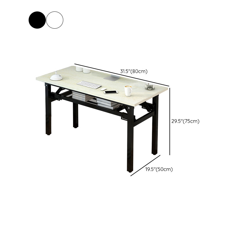 Writing Desk Wood Foldable Home with Storage Shelves Metal Study Desk