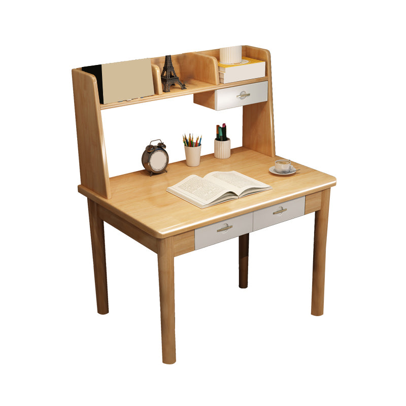 Solid Wood Home Kids Desk 48.4" H Writing Desk Kids Desk and Chair with Hutch