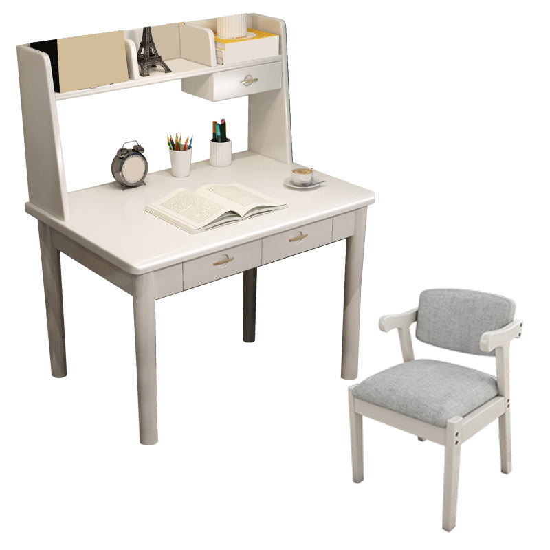 Solid Wood Home Kids Desk 48.4" H Writing Desk Kids Desk and Chair with Hutch