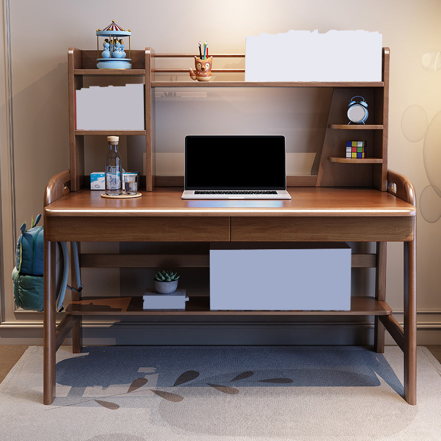 Wooden Adjustable Desk and Chair Set Kids Writing Desks with Hutch and Drawers